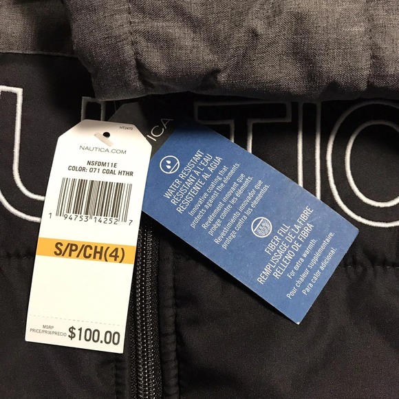 Nautica Little Boy's Full Zip Hooded Jacket Size 4 Black-Gray Water Resistant - Picture 5 of 8